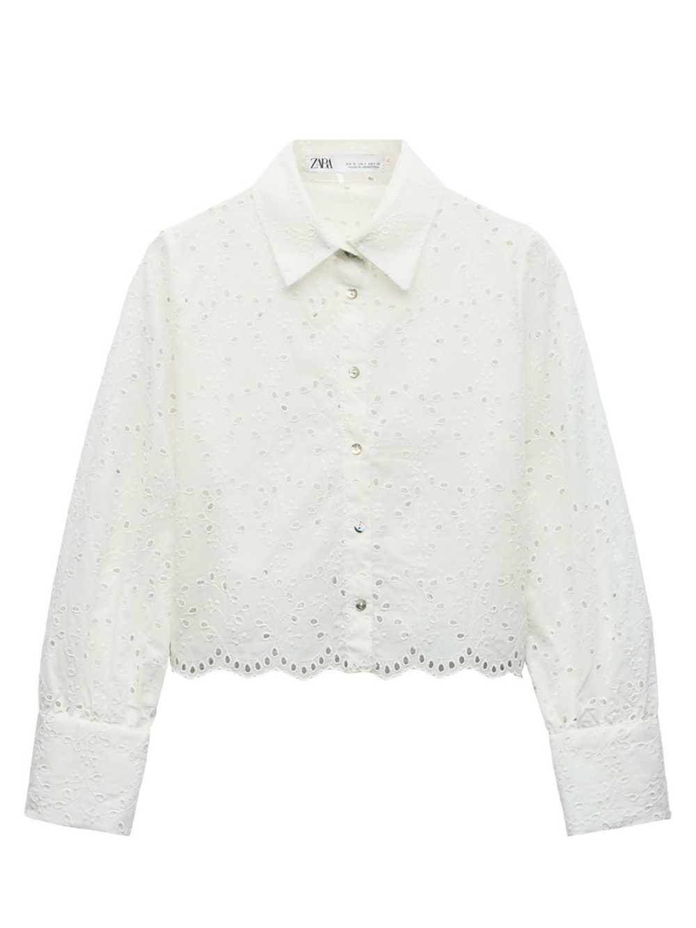 Embroidered Eyelet Crop Shirt